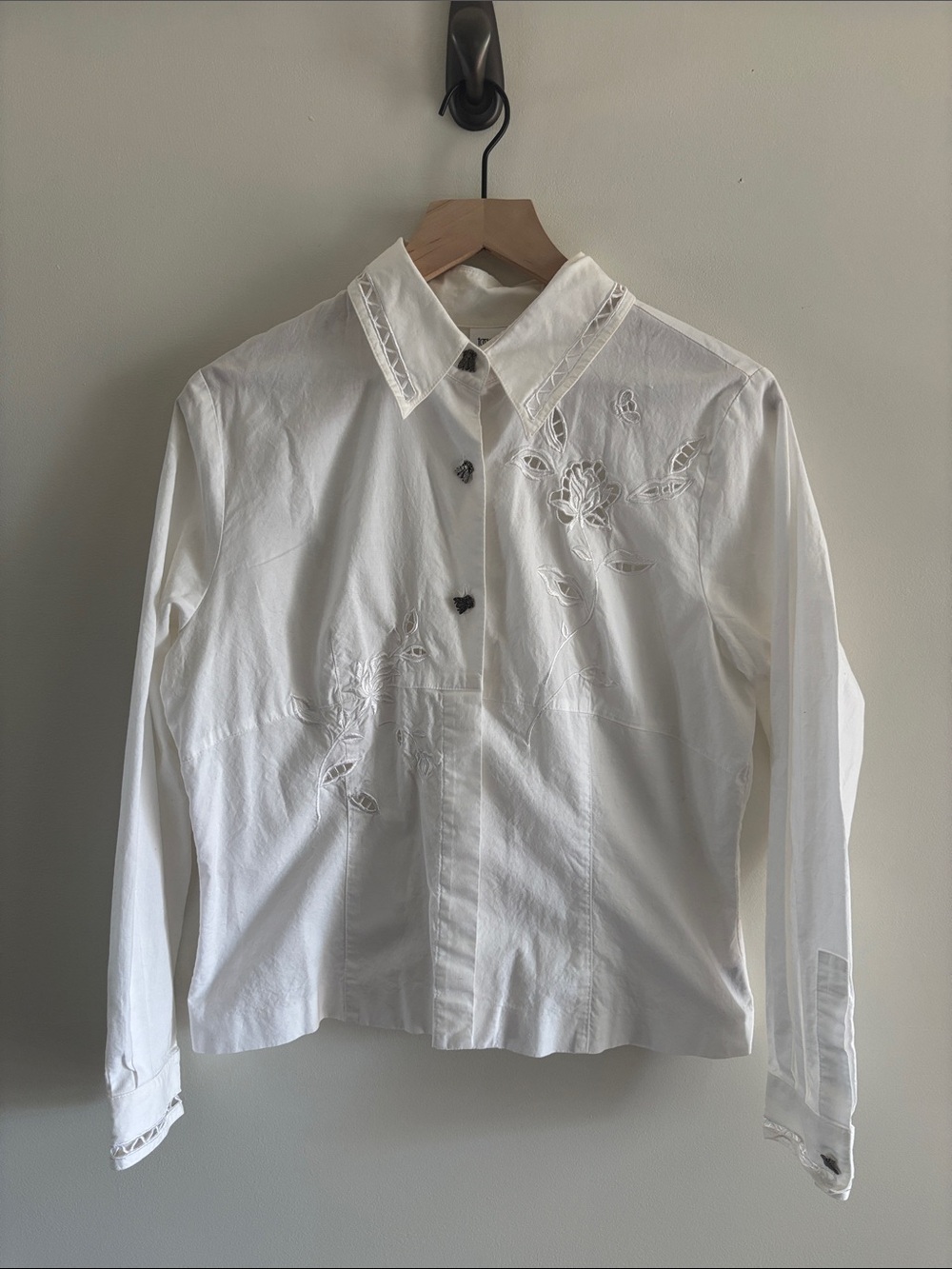 VTG Together • 100% cotton embroidered white button up with metal bug buttons.